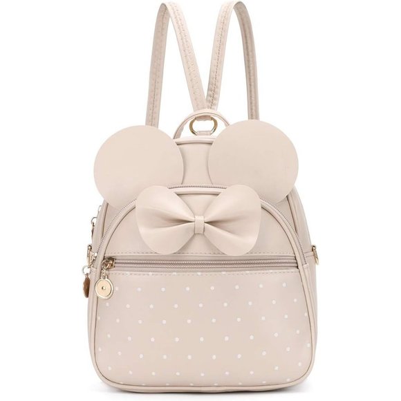 Bowknot Polka Dot Mini Backpack And Convertible Shoulder Bag Purse for Women - Picture 1 of 7